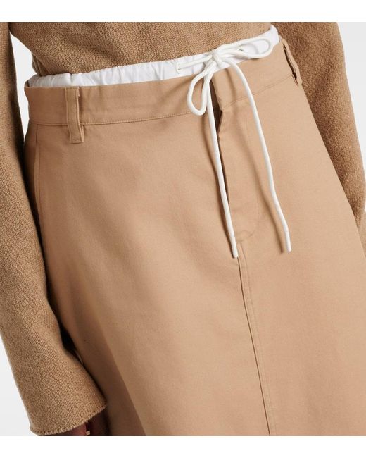 Vince Natural Layered Cotton Twill Midi Skirt