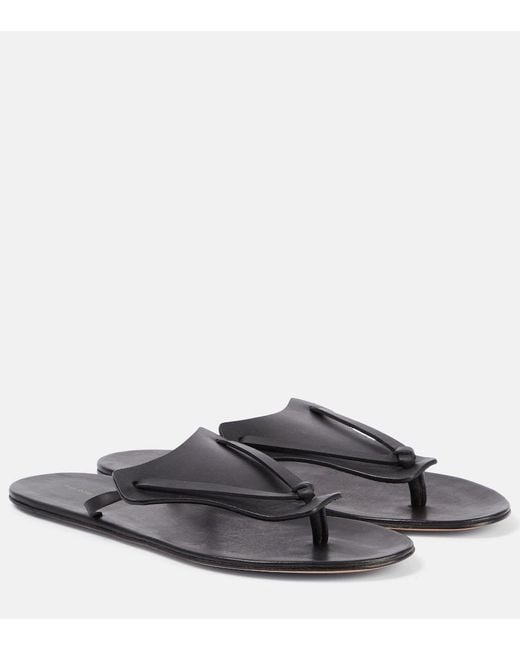 The Row Gray Helena Leather Thong Sandals