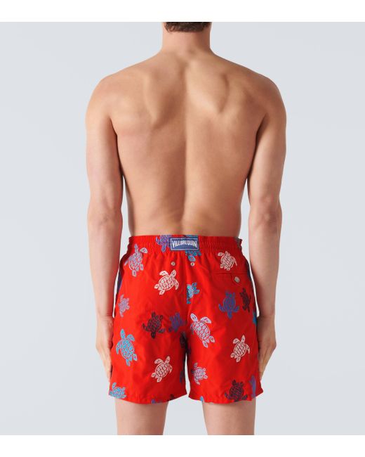 Vilebrequin Red Printed Swim Trunks for men