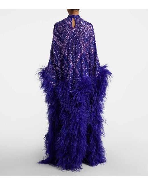 ‎Taller Marmo Blue Kaftan Casta Diva Follies Mit Pailletten