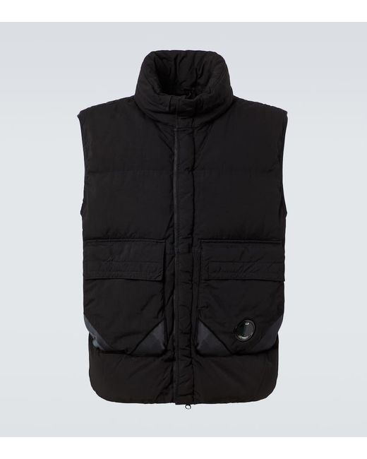C P Company Black Hooded Down Vest for men