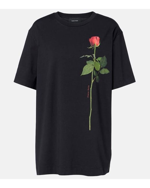 Simone Rocha Black Bedrucktes T-Shirt Aus Baumwoll-Jersey