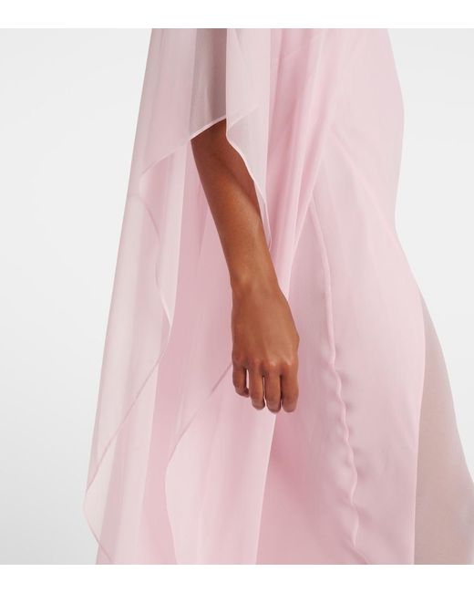 The Sei Pink Caped Silk Chiffon Gown