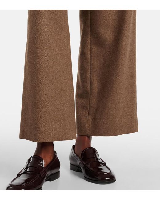 Max Mara Brown Livio Wool And Cashmere Wide-Leg Pants