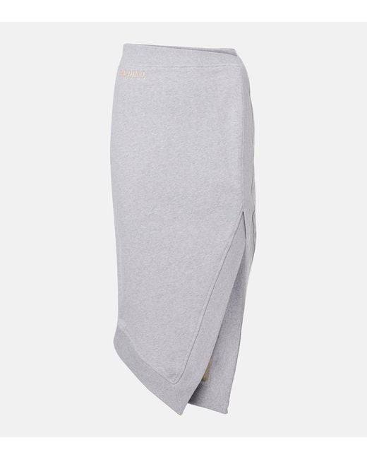 The Attico White Logo Asymmetric Cotton Jersey Midi Skirt