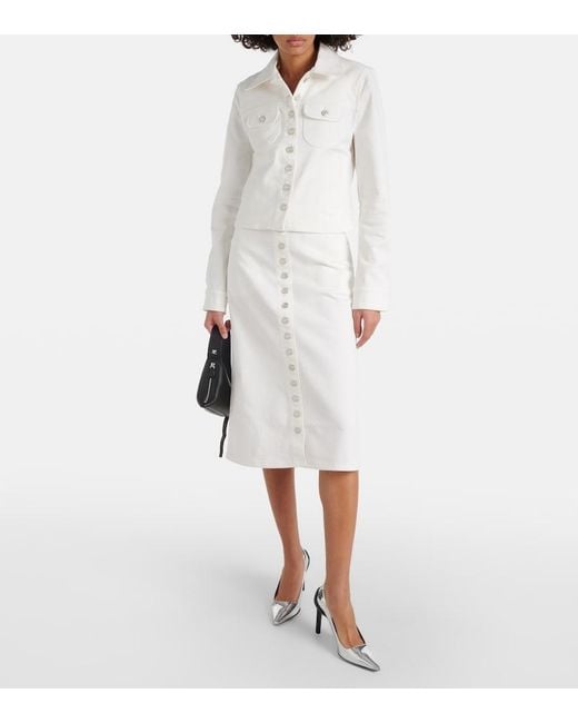 Courreges White Multiflex Denim Midi Skirt