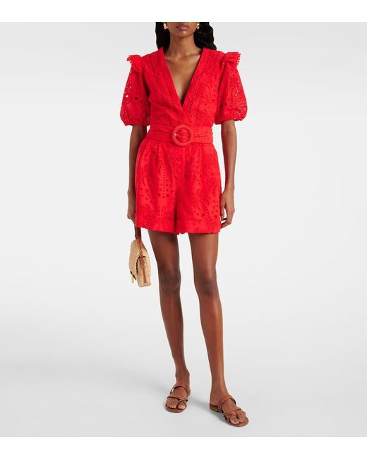 Mono De Algodon Con Bordado Ingles Farm Rio de color Red