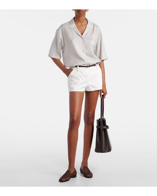 Aquazzura Brown Saint Germain Leather-Trimmed Moccasins