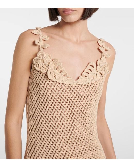 Elie Saab Natural Floral-Applique Mesh Gown