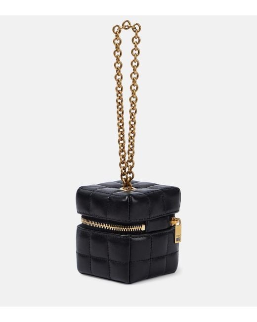 Saint Laurent Black Cassandre Carre Mini Leather Box Bag