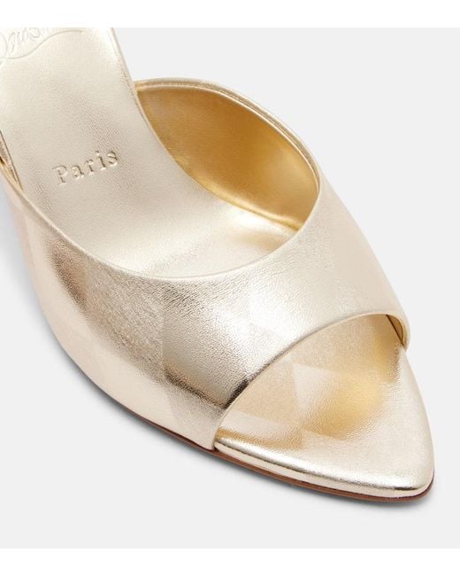 Christian Louboutin Natural Miss Z Metallic Leather Mules