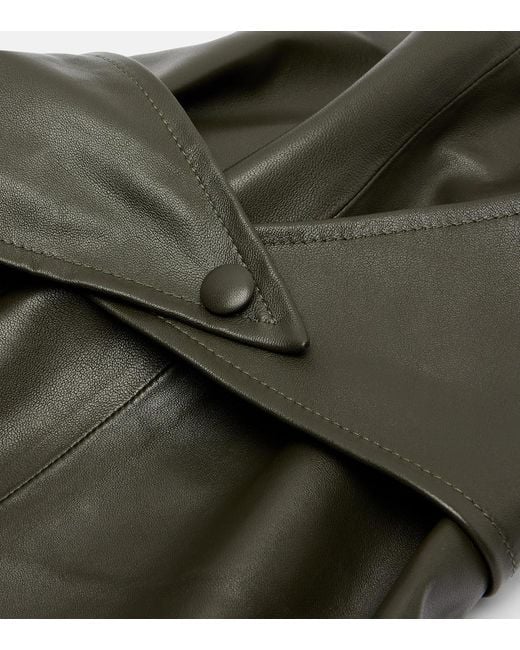 Nour Hammour Black Draped Leather Hood