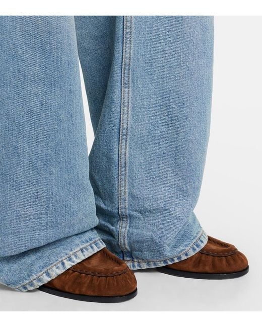 Saint Laurent Brown Le Loafer Cassandre Suede Mules