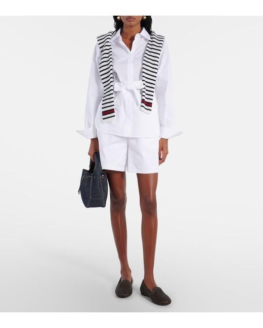 Max Mara White Antiope High-Rise Cotton Shorts