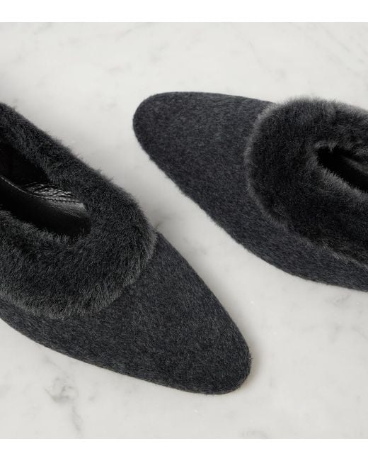 Totême Black Shearling-Lined Ballet Flats