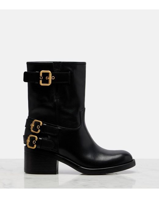 Chloé Black Dakota Leather Biker Boots