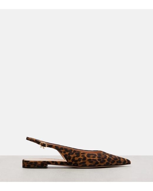 Gianvito Rossi Brown Robbie Leopard-Print Suede Slingback Flats