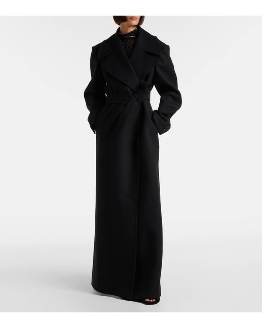 Dries Van Noten Black Wool-Blend Twill Coat