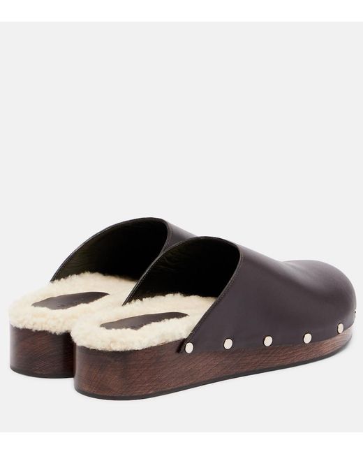Le Monde Beryl Brown Agnes Studded Leather Mules