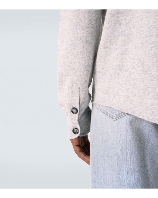 Allude Gray Cotton And Cashmere Overshirt for men