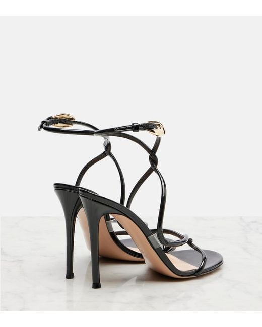 Gianvito Rossi Black Jungle Mamba Leather Sandals
