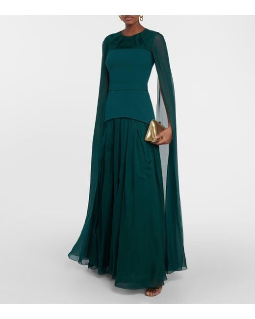 Robe longue Gloria en crepe Safiyaa en coloris Green