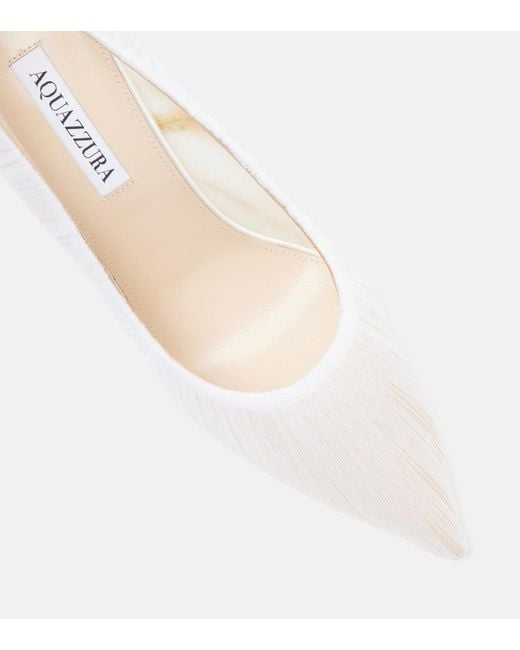 Aquazzura White Voile 105 Satin-Trimmed Tulle Pumps