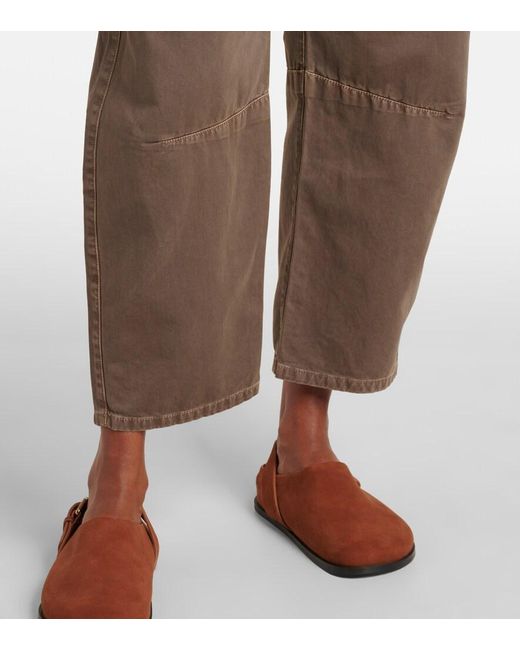 Velvet Brown Alexis Cotton Twill Barrel-Leg Pants