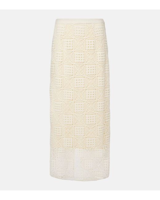 Sir. The Label Natural Rayure Crochet Cotton Maxi Skirt