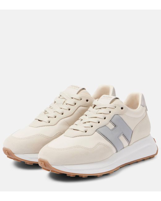 Hogan White H641 Suede Sneakers