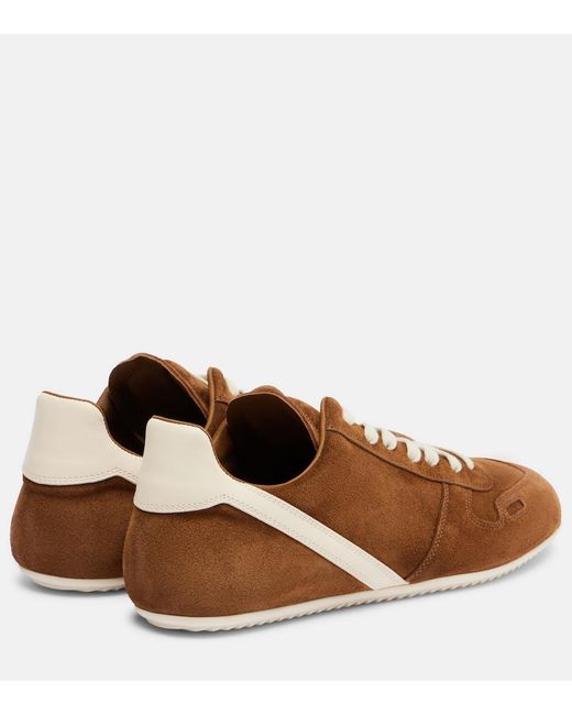 Rick Owens Brown Minimal Suede Sneakers