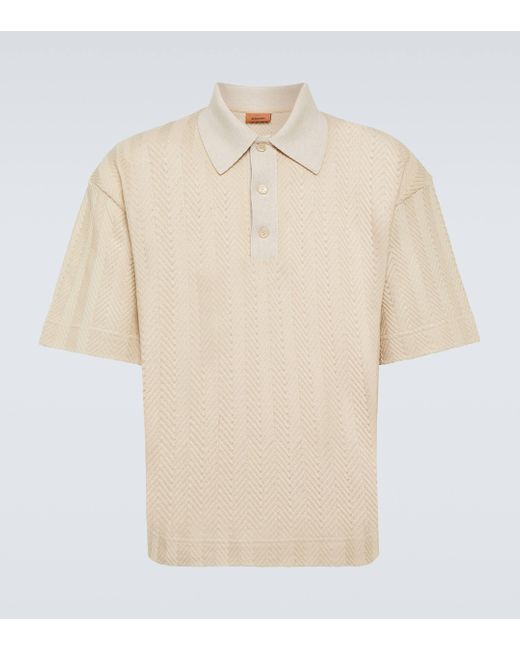 Missoni White Chevron Cotton-blend Polo Shirt for men