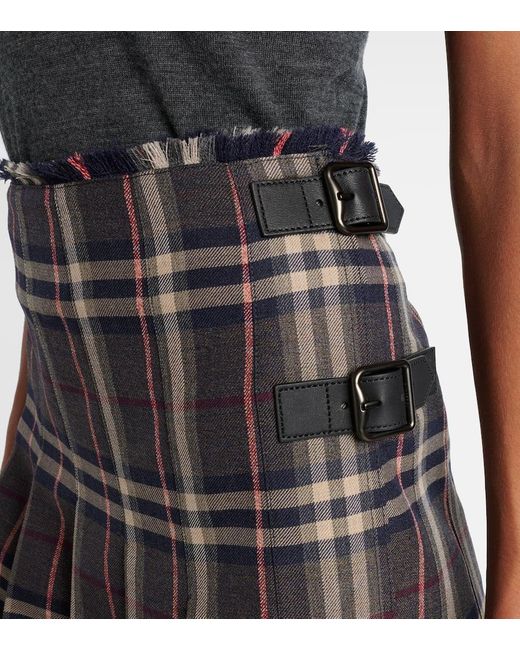 Burberry Multicolor Checked Wool Miniskirt