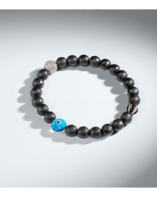 Ileana Makri Black Sterling Beaded Bracelet With Onyx And Diamonds for men