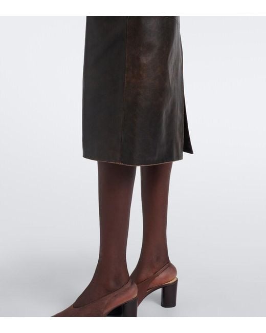 Arma Black Leather Pencil Skirt