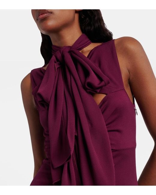 Alaïa Purple Bow-Detail Halterneck Jersey Gown