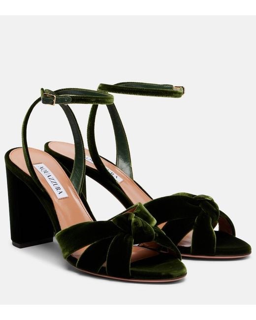 Aquazzura Black Nina 85 Velvet Sandals