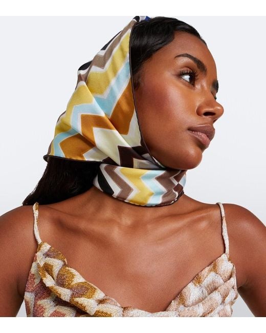 Missoni White Zigzag Silk Twill Scarf