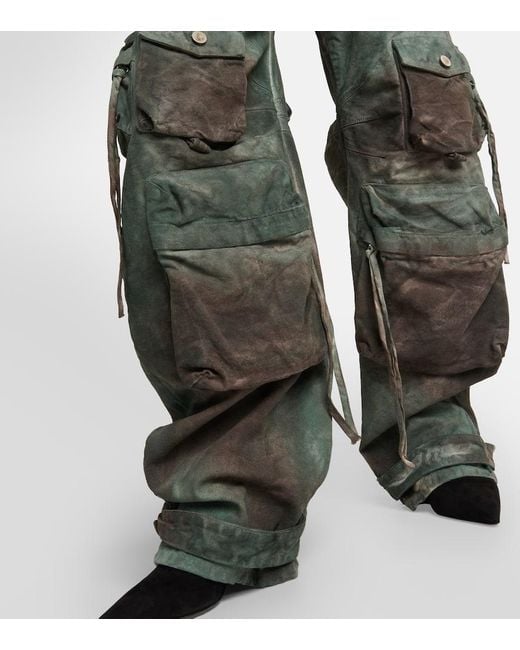 The Attico Gray Fern Oversized Denim Cargo Pants