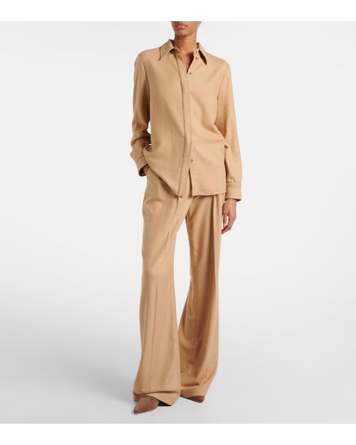 Gabriela Hearst Natural Rhein High-Rise Wool Flared Pants