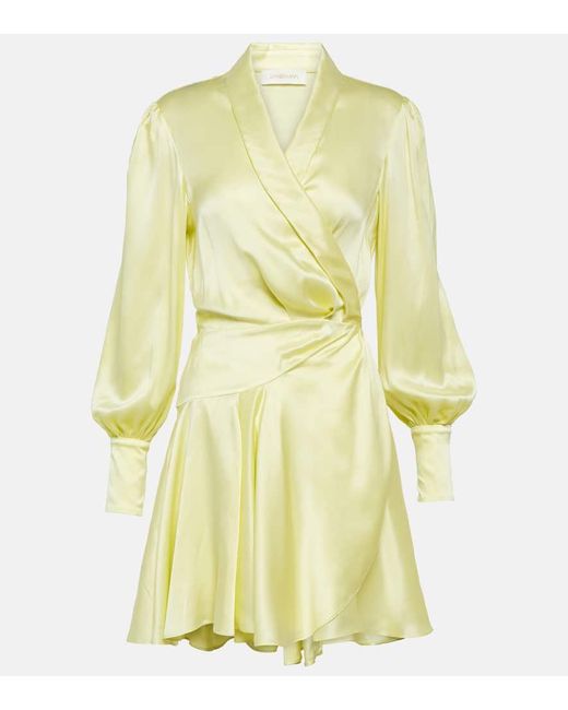 Zimmermann Yellow Silk Wrap Dress