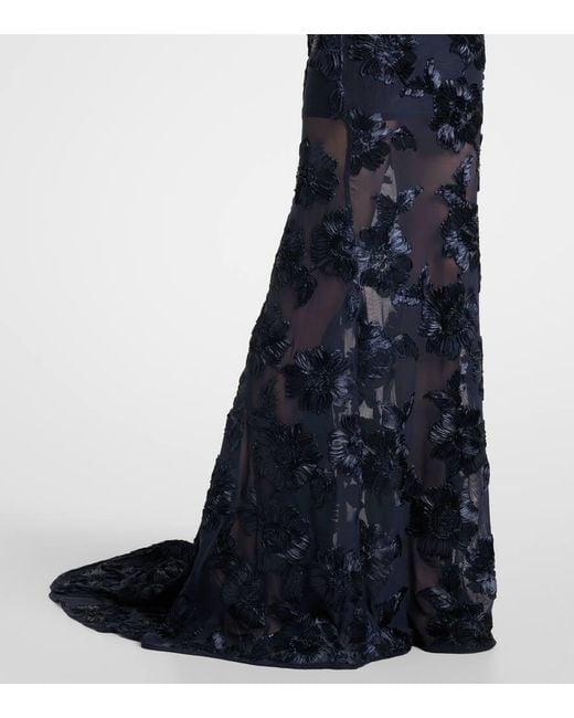 ROTATE BIRGER CHRISTENSEN Blue 3D Mesh Maxi Dress