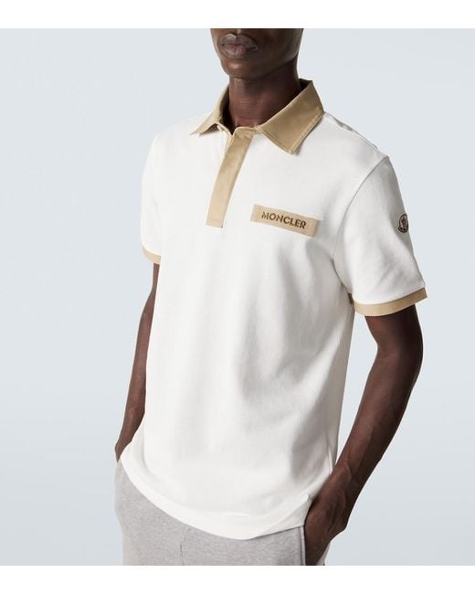 Polo De Pique De Algodon Con Logo Moncler de hombre de color White