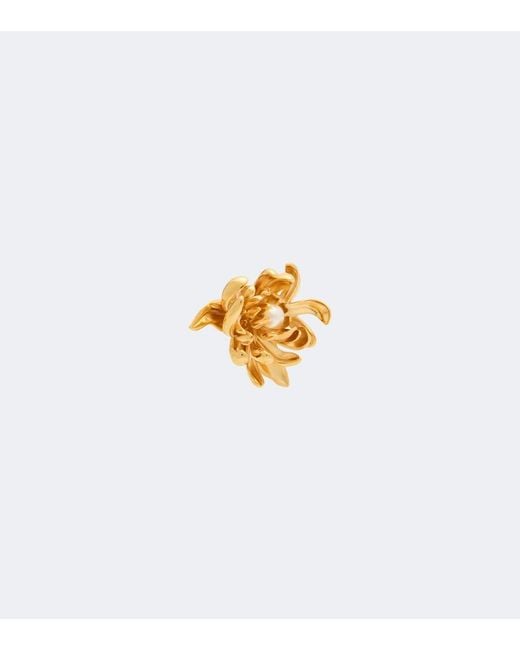 Oscar de la Renta Metallic Chrysanthemum Faux-Pearl Stud Earrings