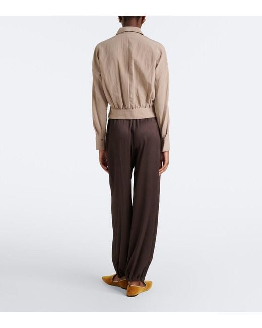 Vince Brown Crinkled Plisse Balloon Pants