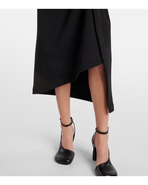 Dries Van Noten Black Draped Asymmetric Jersey Midi Skirt