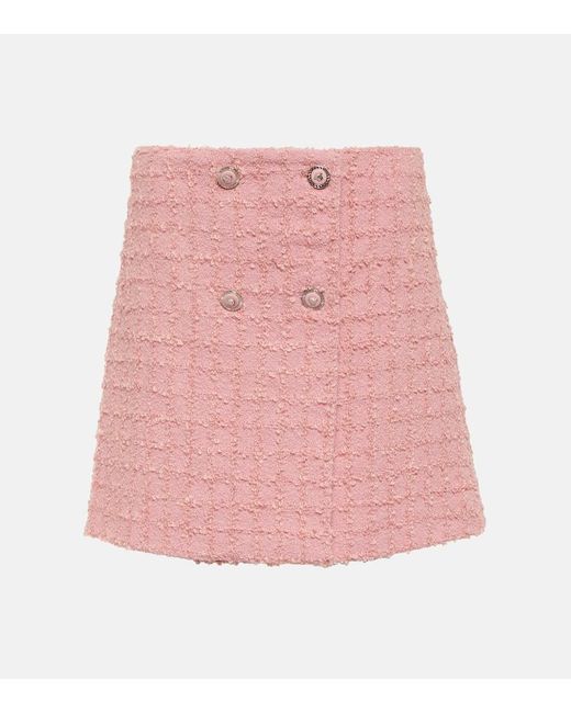 Versace Pink Wool-blend Boucle Miniskirt