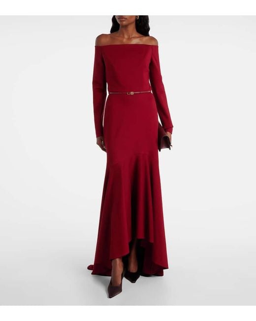 Elie Saab Red Off-Shoulder-Robe Aus Jersey