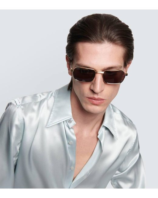 Gafas de sol rectangulares Cartier de hombre de color Gray