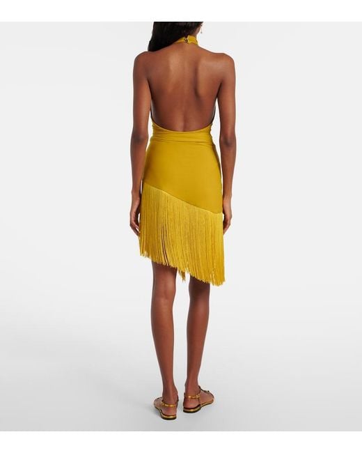 Taller Marmo Yellow Artemis Fringed Beach Cover-Up And Swimsuit